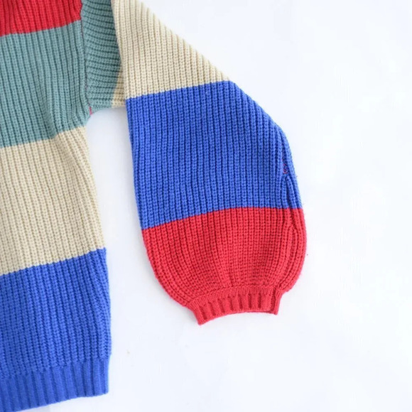 Brixton Madero Red,  Sage & Blue Colour Block Knit Crewneck Sweater Size Medium - Picture 4 of 10